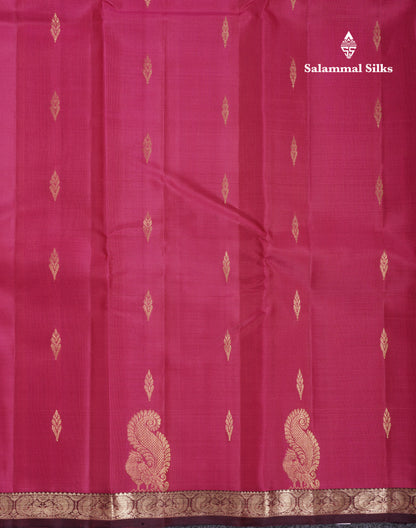 Beautiful Pink Shade Pure Kanjivaram Silk Saree With Contrast Dark Brown Traditional Small Border