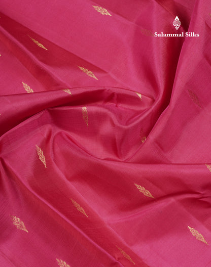 Beautiful Pink Shade Pure Kanjivaram Silk Saree With Contrast Dark Brown Traditional Small Border