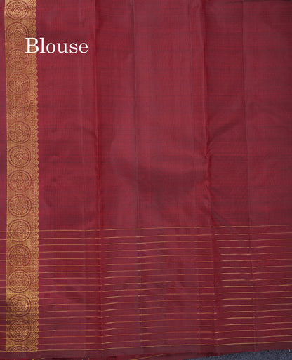Dual Tone Red Fancy Pure Kanjivaram Silk Saree With Contrast Dark Maroon Border