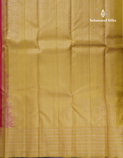 Beautiful Reddish Pink Small Checks Pure Kanjivaram Silk Saree With Contrast Manthulir Green Border