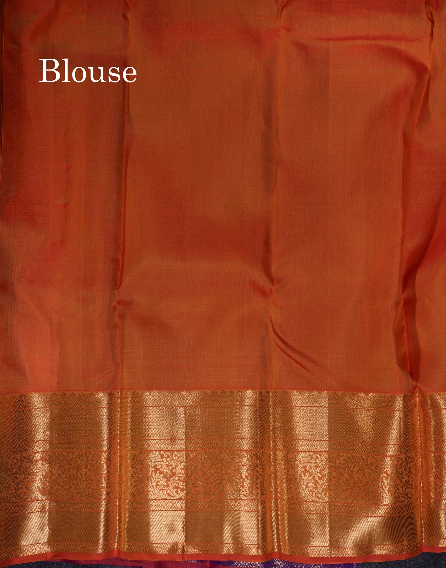 Lavender Bridal Pure Kanjivaram Silk Saree With Contrast Rust Orange Blouse