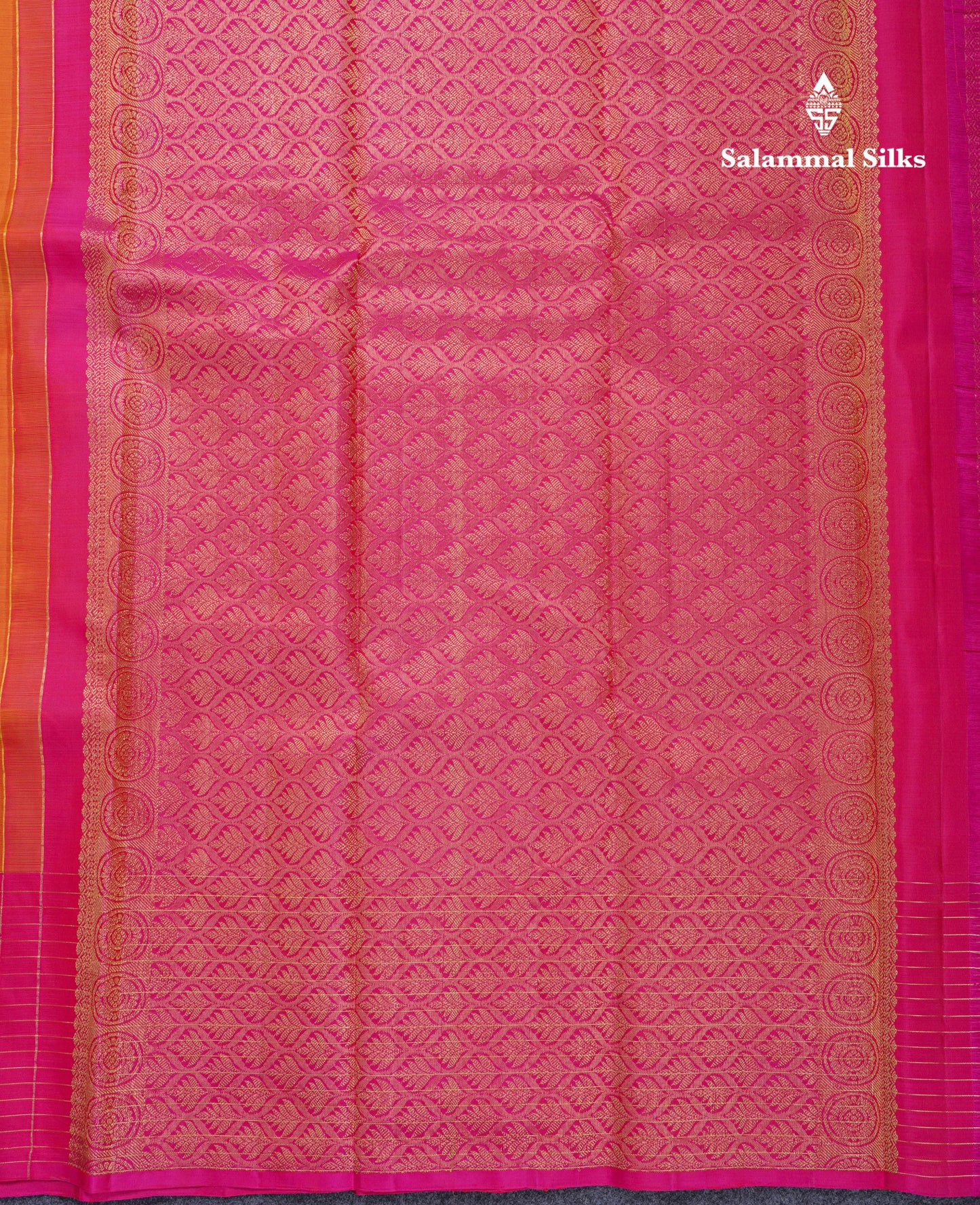 Dual Tone Mustard Yellow Fancy Pure Kanjivaram Silk Saree With Contrast Pink One Side Border