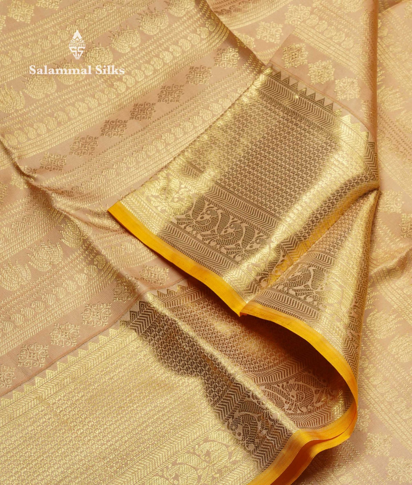 Beautiful Sandal Bridal Pure Kanjivaram Silk Saree With Traditional Border