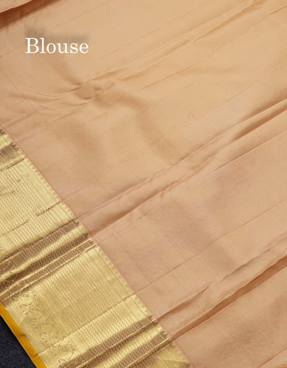 Beautiful Sandal Bridal Pure Kanjivaram Silk Saree With Traditional Border