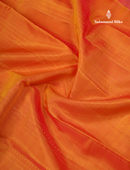Dual Tone Mustard Yellow Fancy Pure Kanjivaram Silk Saree With Contrast Pink One Side Border