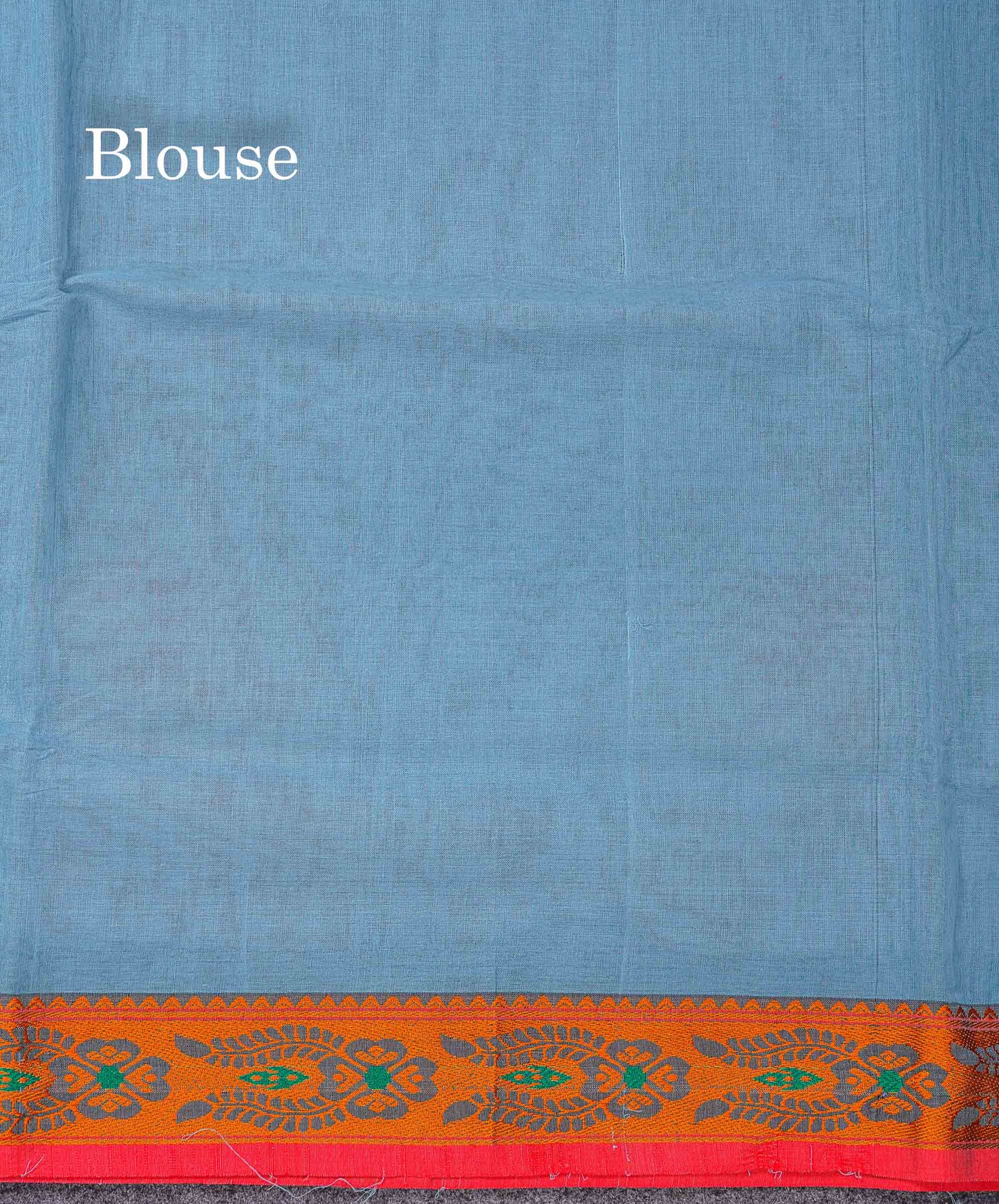 Beautiful Bottle Green Plain Pure Cotton Saree With Contrast Red Thread Work Traditional Border