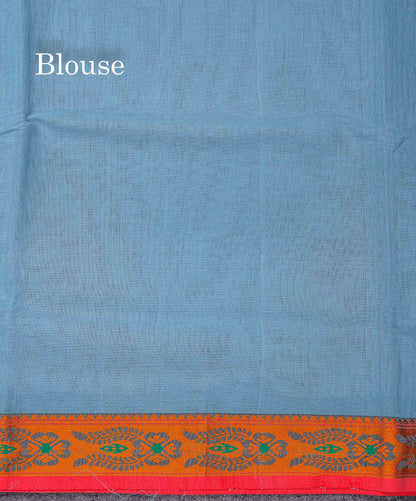 Beautiful Bottle Green Plain Pure Cotton Saree With Contrast Red Thread Work Traditional Border