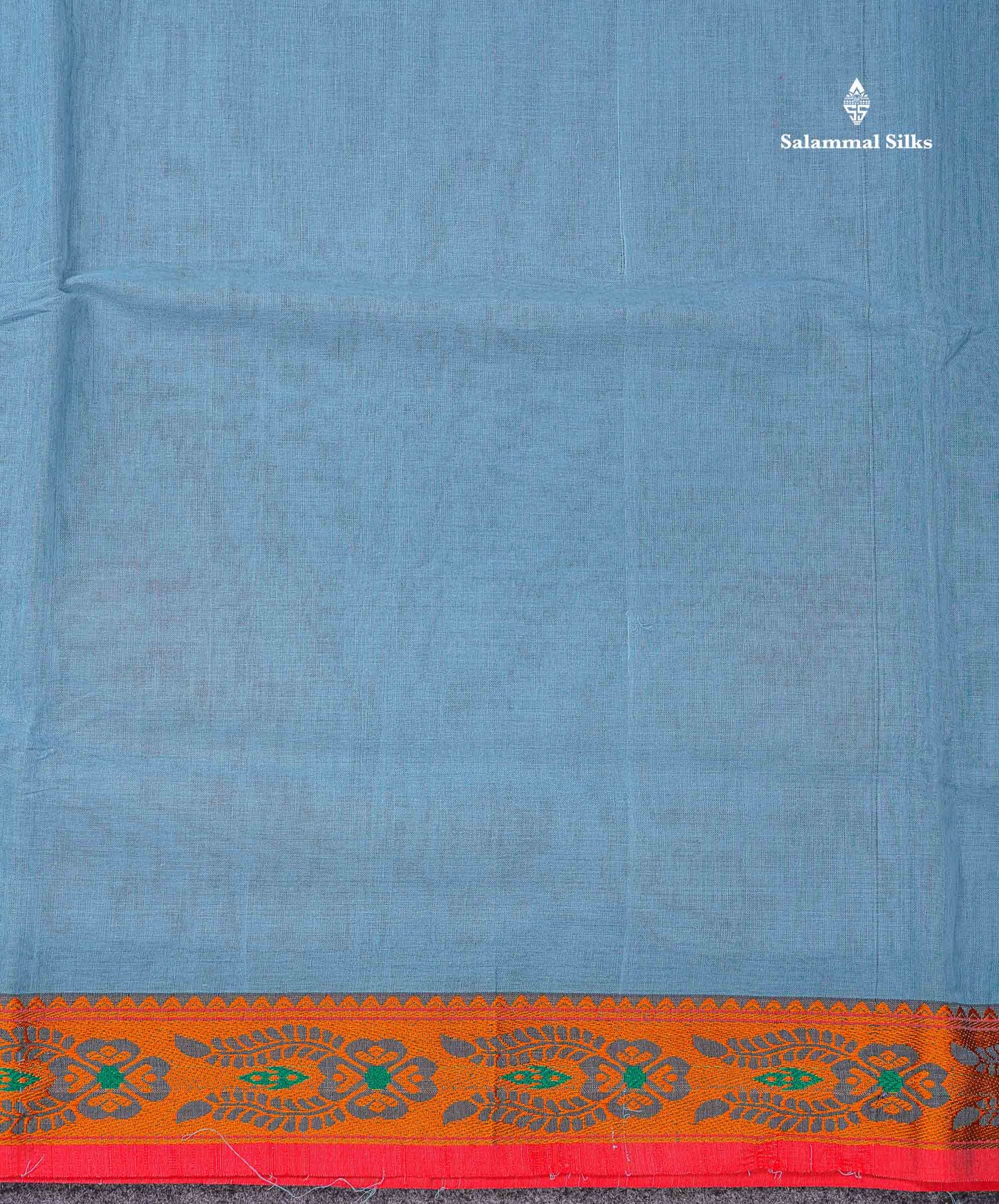 Beautiful Bottle Green Plain Pure Cotton Saree With Contrast Red Thread Work Traditional Border