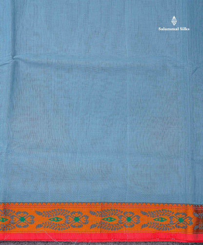 Beautiful Bottle Green Plain Pure Cotton Saree With Contrast Red Thread Work Traditional Border