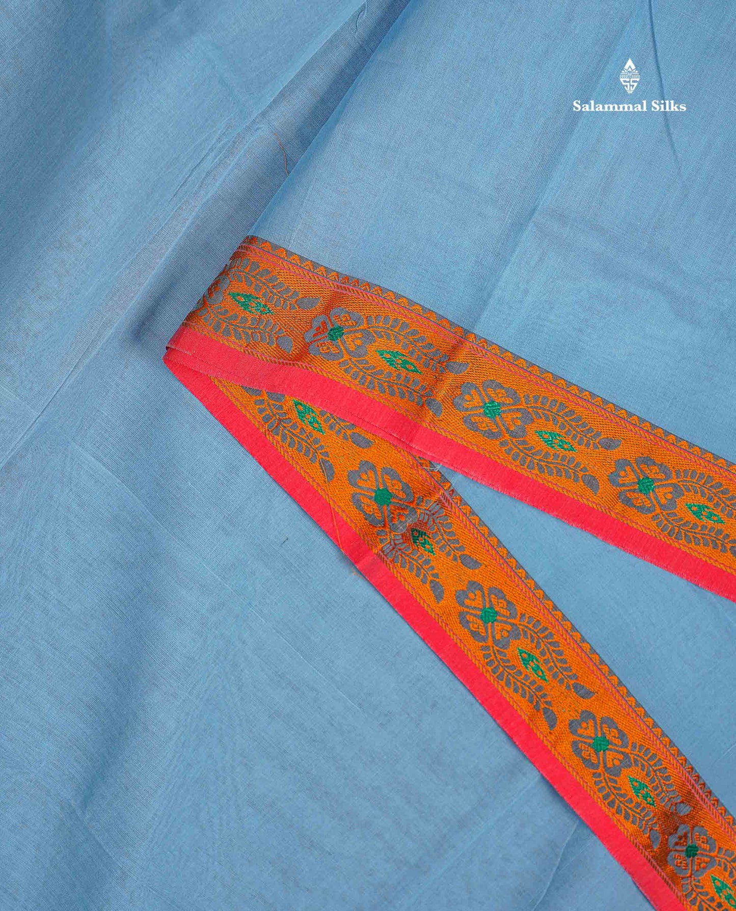 Beautiful Bottle Green Plain Pure Cotton Saree With Contrast Red Thread Work Traditional Border