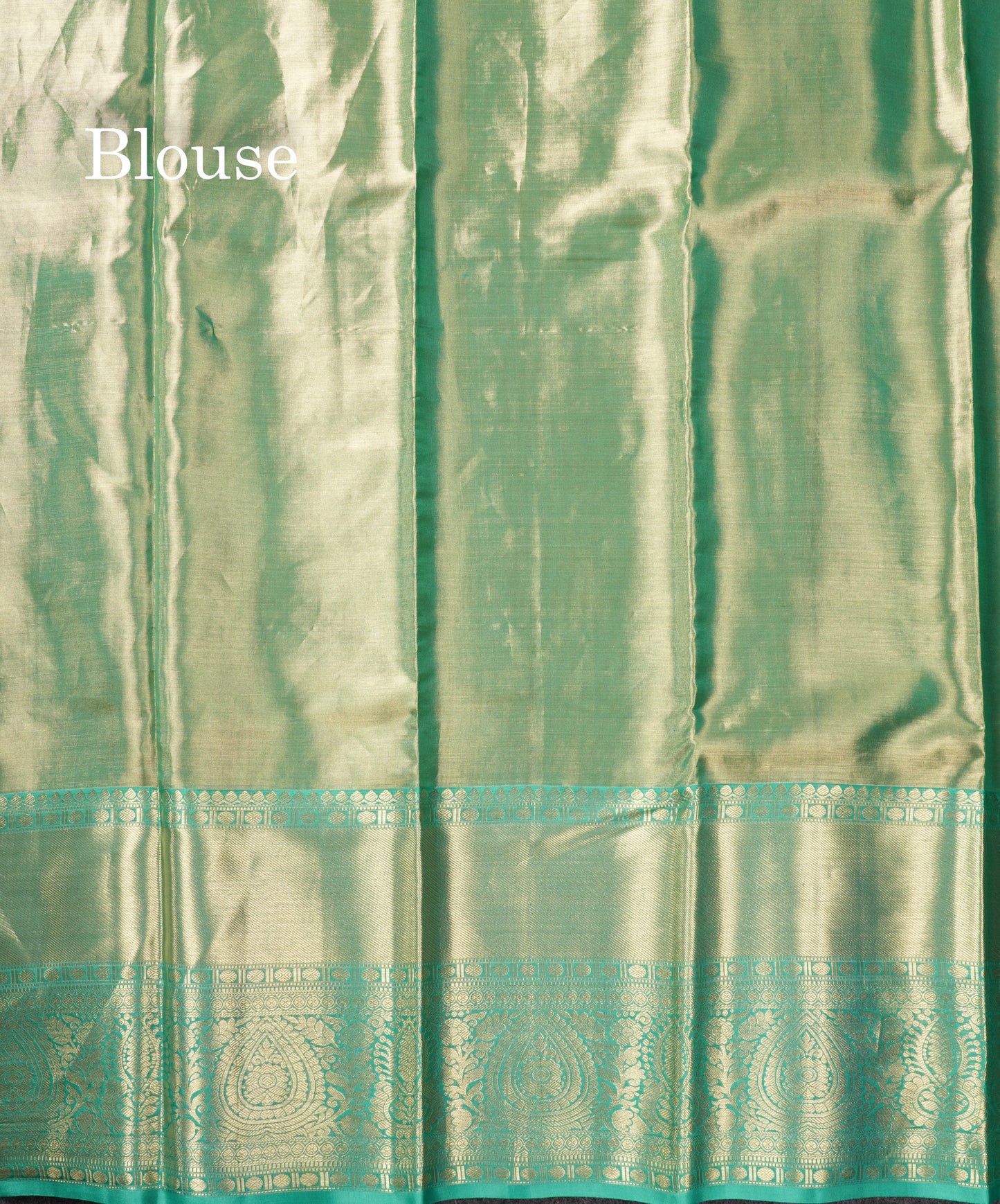 Light Green Tissue Bridal Pure Kanjivaram Silk Saree With Contrast Sapphire Green Border