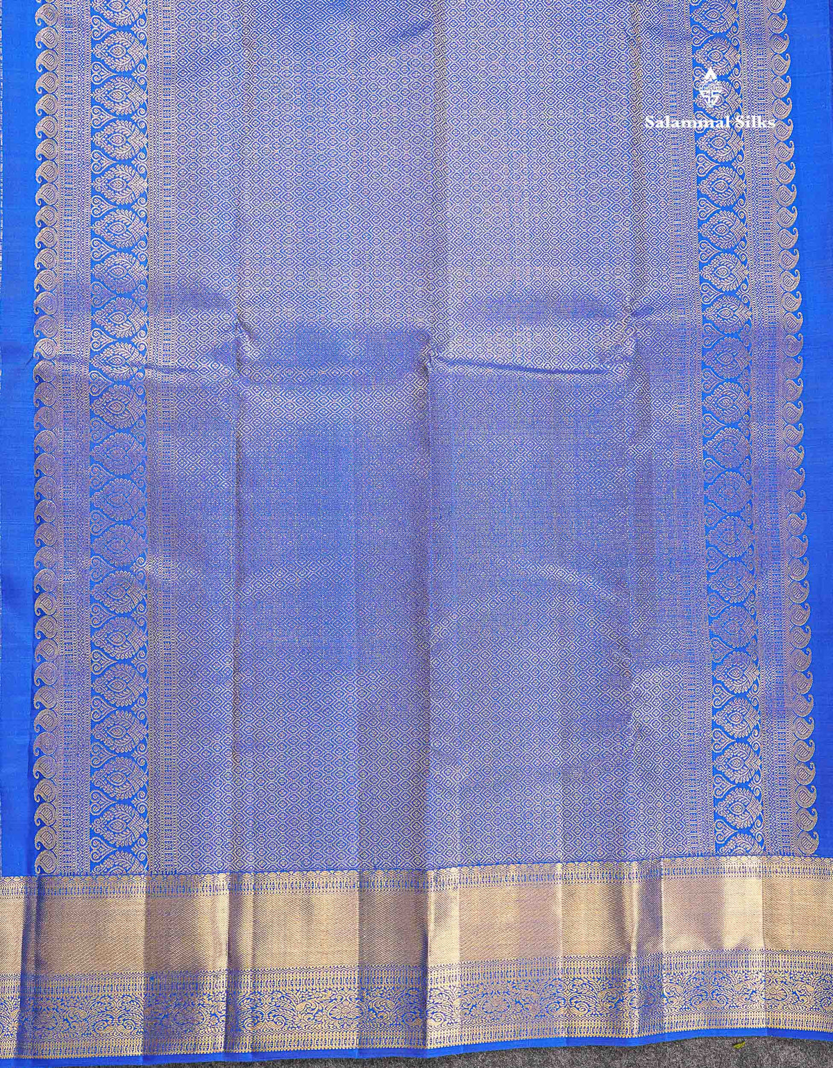 Pure Kanjivaram Silk Saree - Royal Blue Colour Body Butta With Turning Border