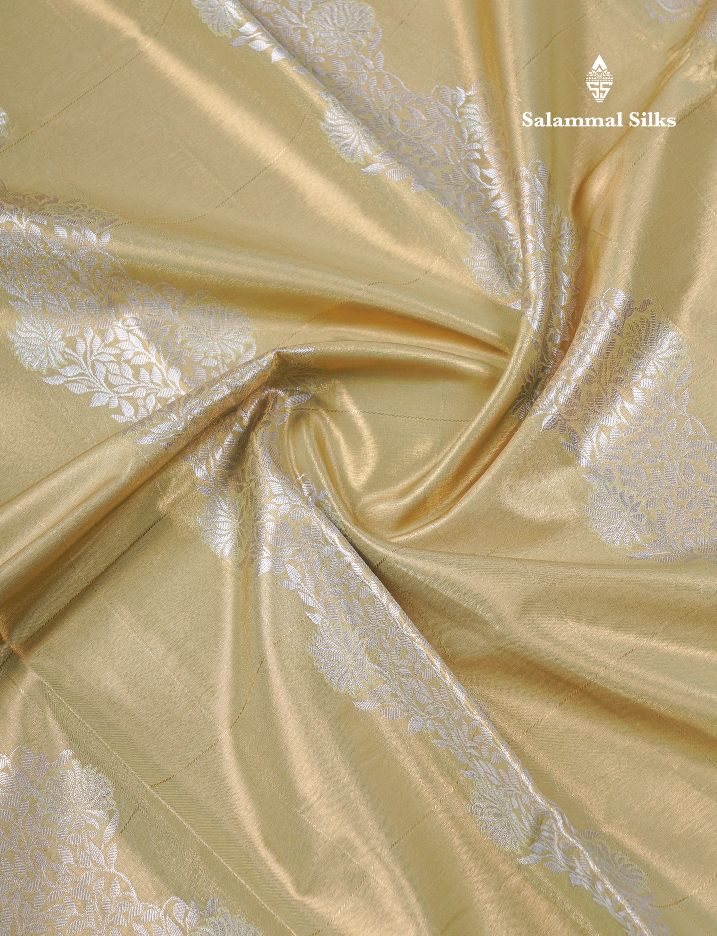 Light Parrot Green Tissue Bridal Semi Silk Saree With Traditional Border