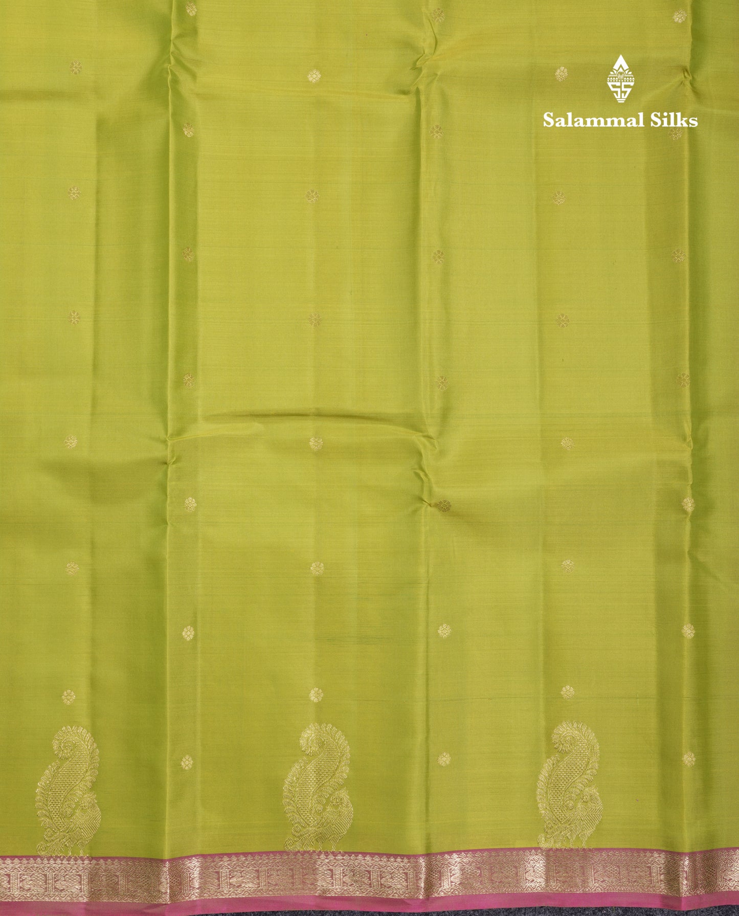 Beautiful Parrot Green Pure Kanjivaram Silk Saree With Contrast Dual Tone Pink Small Border