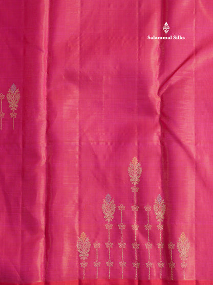 Beautiful Pink Fancy Vairaoosi Pure Kanjivaram Silk Saree with Contrast Rexona Green Blouse