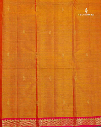 Pure Kanjivaram Silk Saree - Orange Colour Body With Contrast Pink Small Border