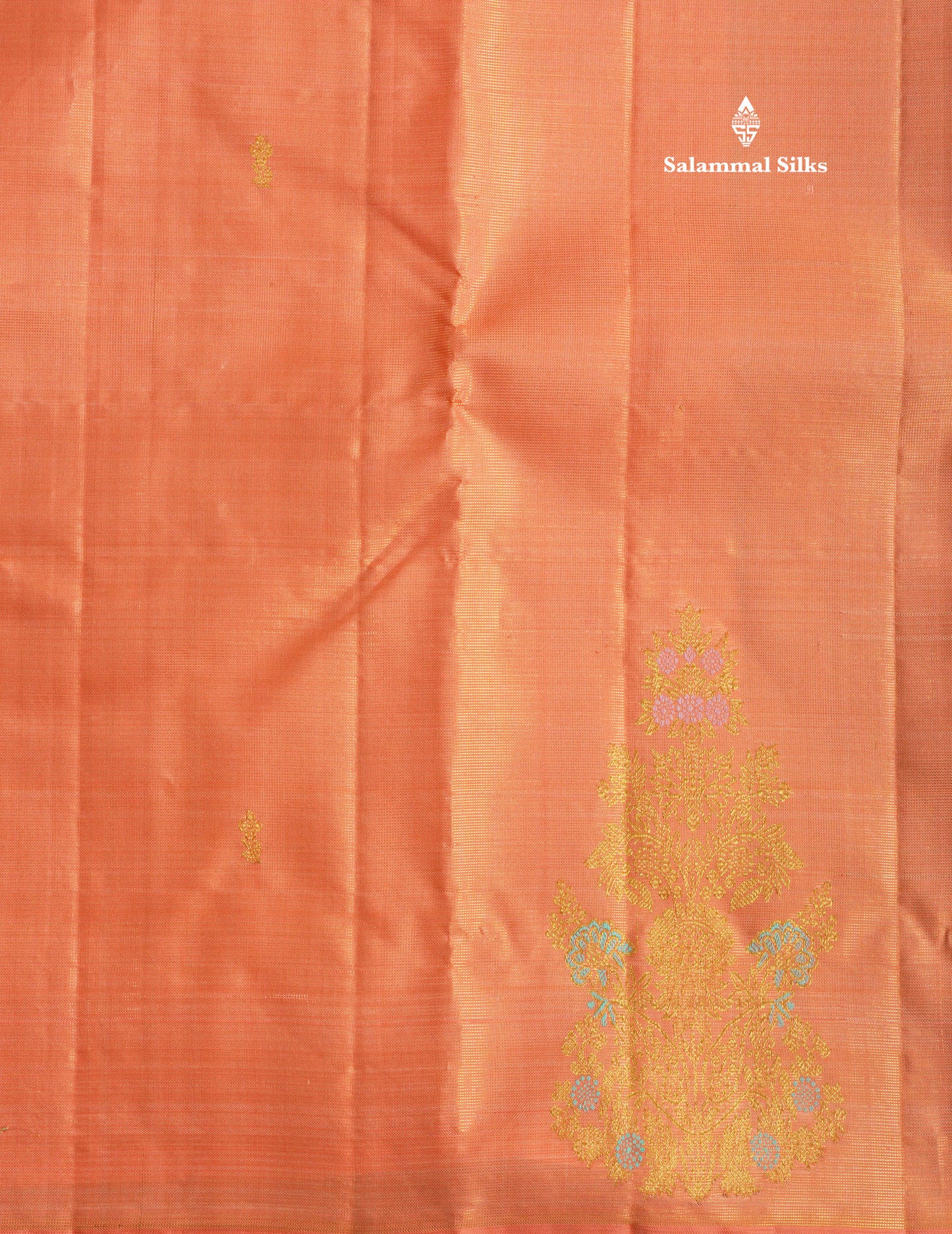 Orange Fancy Vairaoosi Pure Kanjivaram Silk Saree with Contrast Rexona Green Blouse
