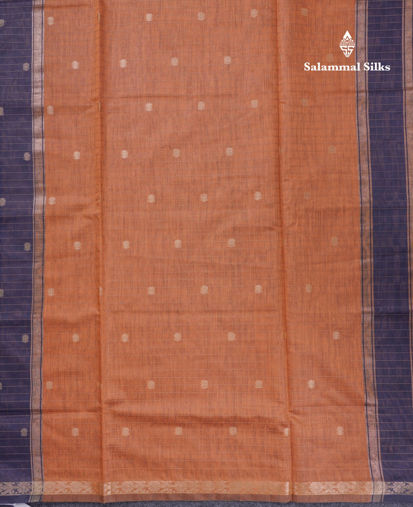 Beautiful Navy Blue Cotton Mix Saree With Contrast Mustard Yellow Blouse