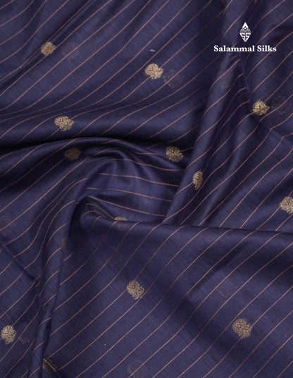 Beautiful Navy Blue Cotton Mix Saree With Contrast Mustard Yellow Blouse