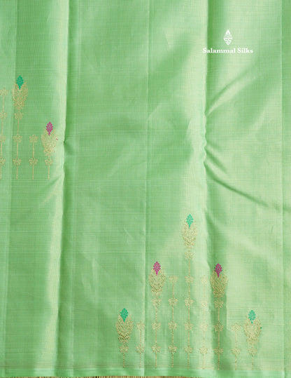 Beautiful Pink Fancy Vairaoosi Pure Kanjivaram Silk Saree with Contrast Rexona Green Blouse