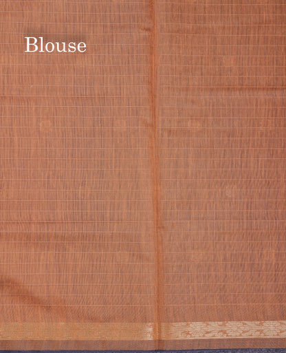 Beautiful Navy Blue Cotton Mix Saree With Contrast Mustard Yellow Blouse