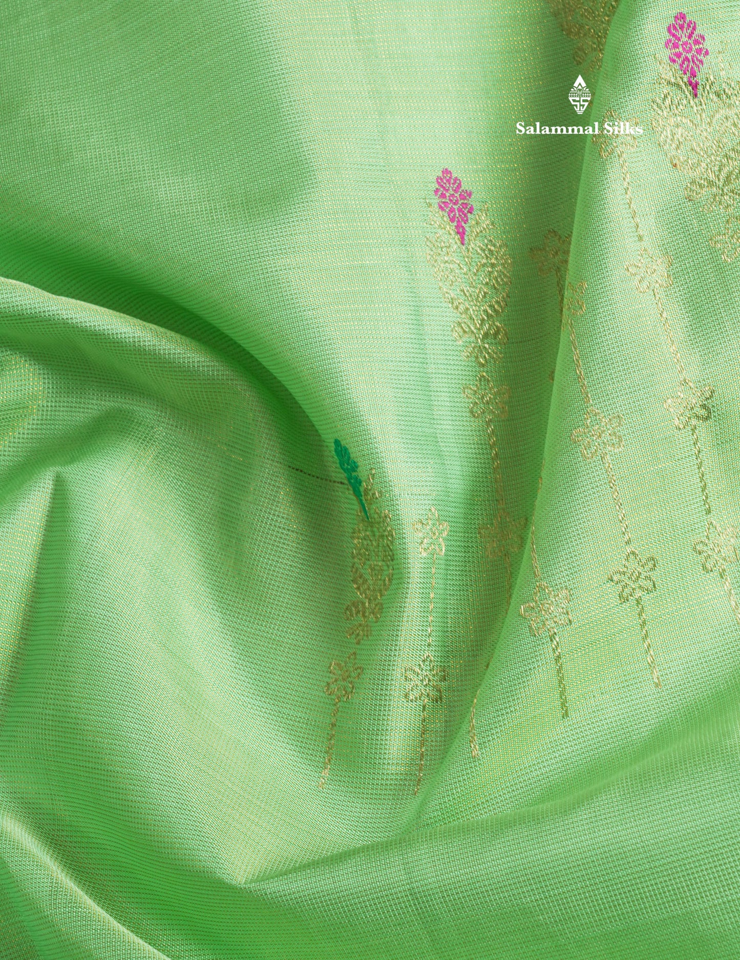 Beautiful Pink Fancy Vairaoosi Pure Kanjivaram Silk Saree with Contrast Rexona Green Blouse