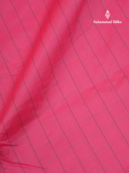 9 Yards Semi Silk Saree Pink with Contrast Bottle Green Traditional Border
