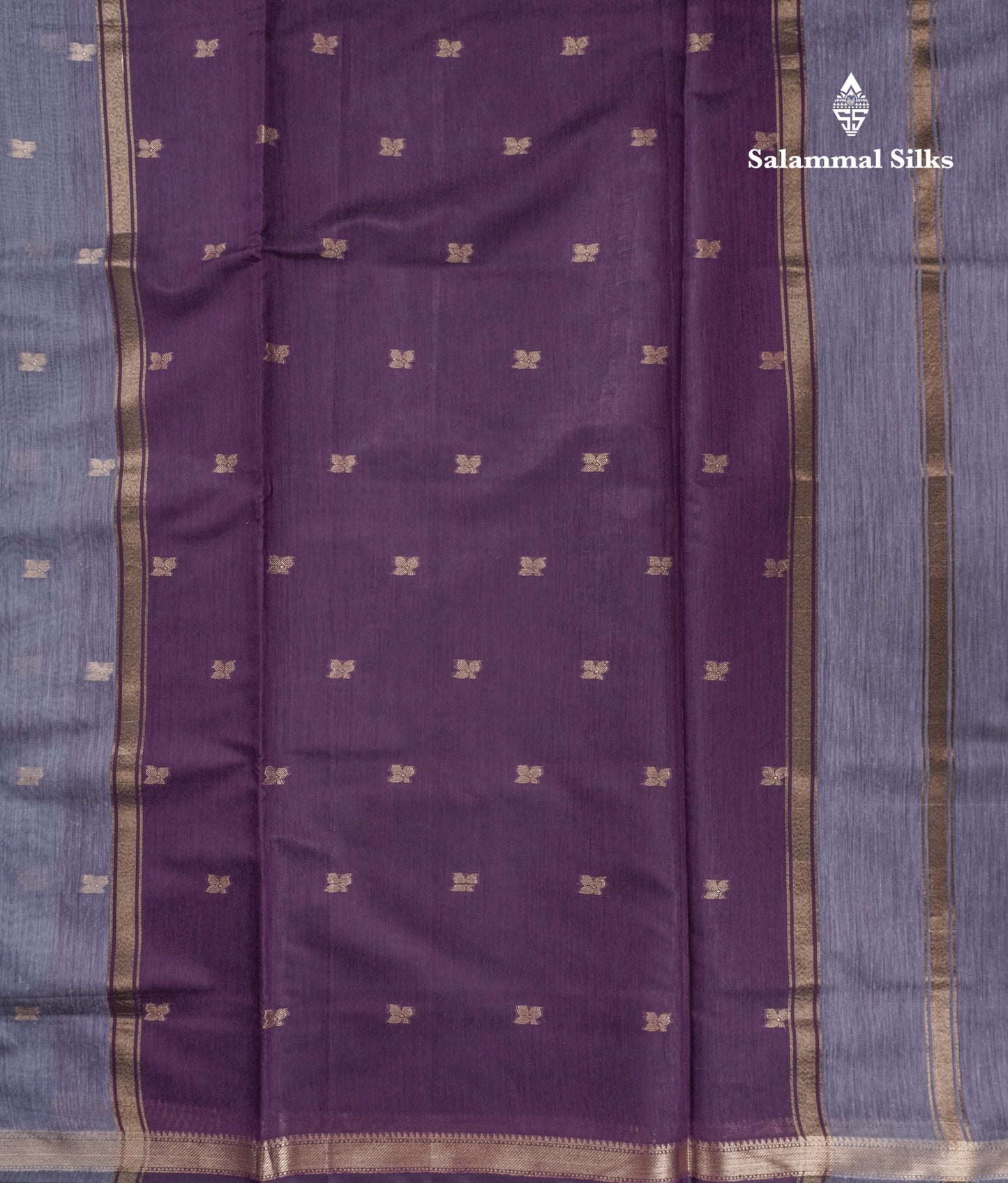 Beautiful Grey Maheshwar Cotton Saree With Traditional Small Border