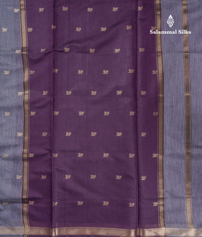 Beautiful Grey Maheshwar Cotton Saree With Traditional Small Border