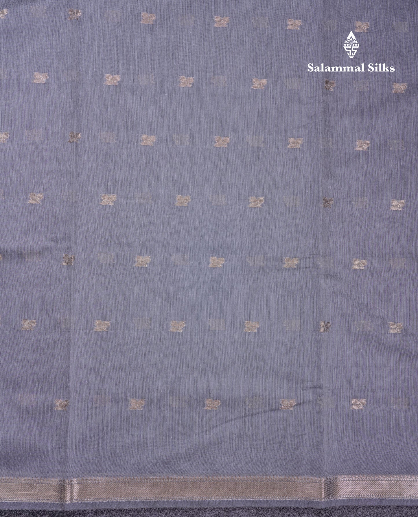 Beautiful Grey Maheshwar Cotton Saree With Traditional Small Border