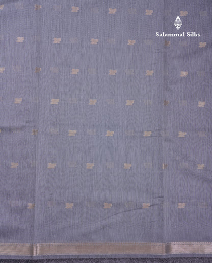 Beautiful Grey Maheshwar Cotton Saree With Traditional Small Border