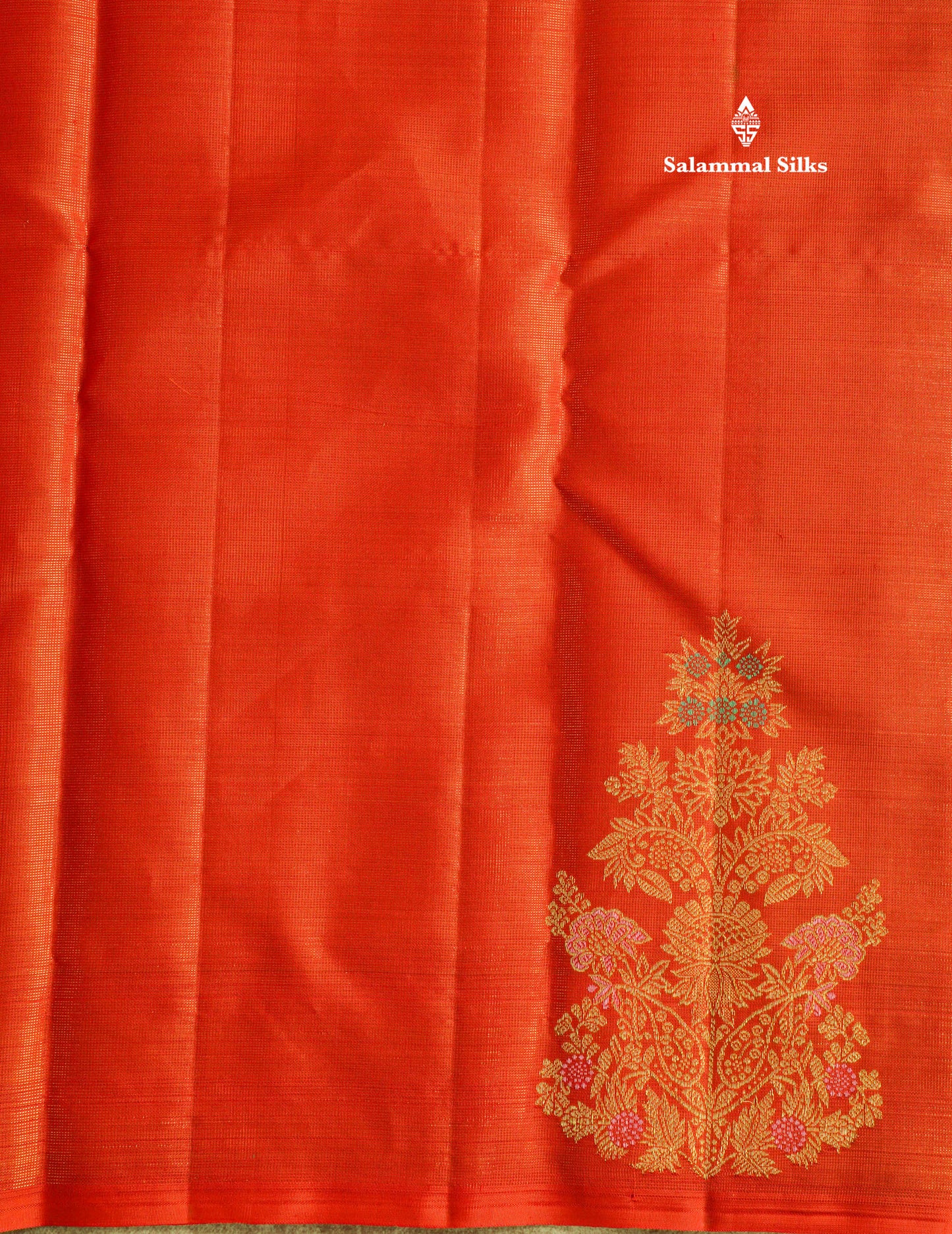 Orange Fancy Vairaoosi Pure Kanjivaram Silk Saree with Contrast Rexona Green Blouse