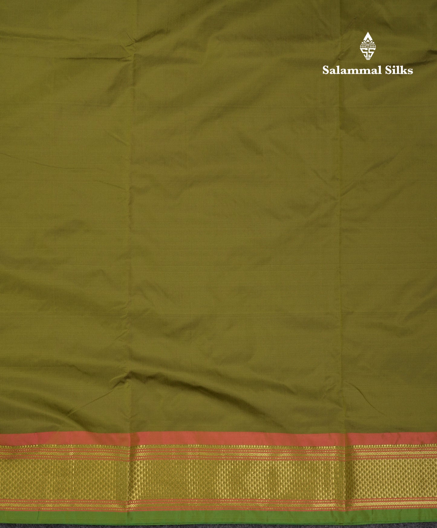 9 Yards Semi Silk Saree Army Green with Traditional Border