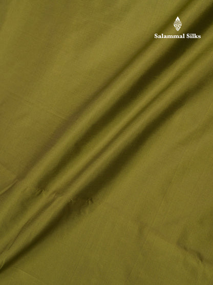 9 Yards Semi Silk Saree Army Green with Traditional Border