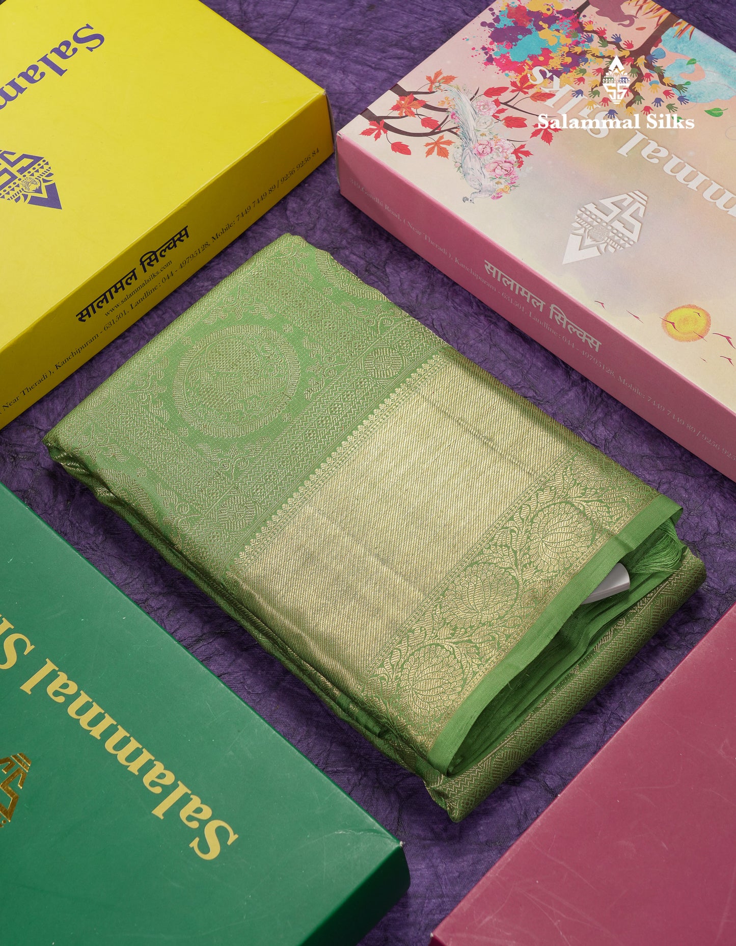 Beautiful Light Green Bridal Pure Kanjivaram Silk Saree With Traditional Border