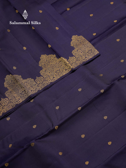 Beautiful Navy Blue Pure Kanjivaram Silk Saree With Traditional Turning Border