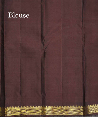 Pure Kanjivaram Silk Saree - Dark Maroon Colour Body Small Butta With Contrast Brown Small Border