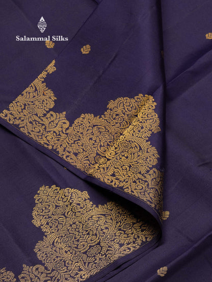 Beautiful Navy Blue Pure Kanjivaram Silk Saree With Traditional Turning Border