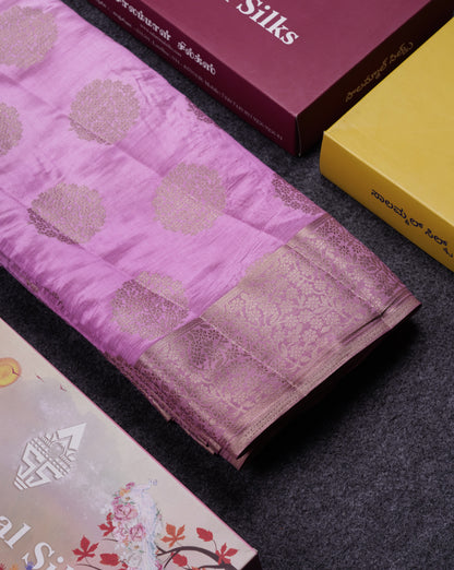 Beautiful Beige Semi Raw Silk Saree With Fancy Border