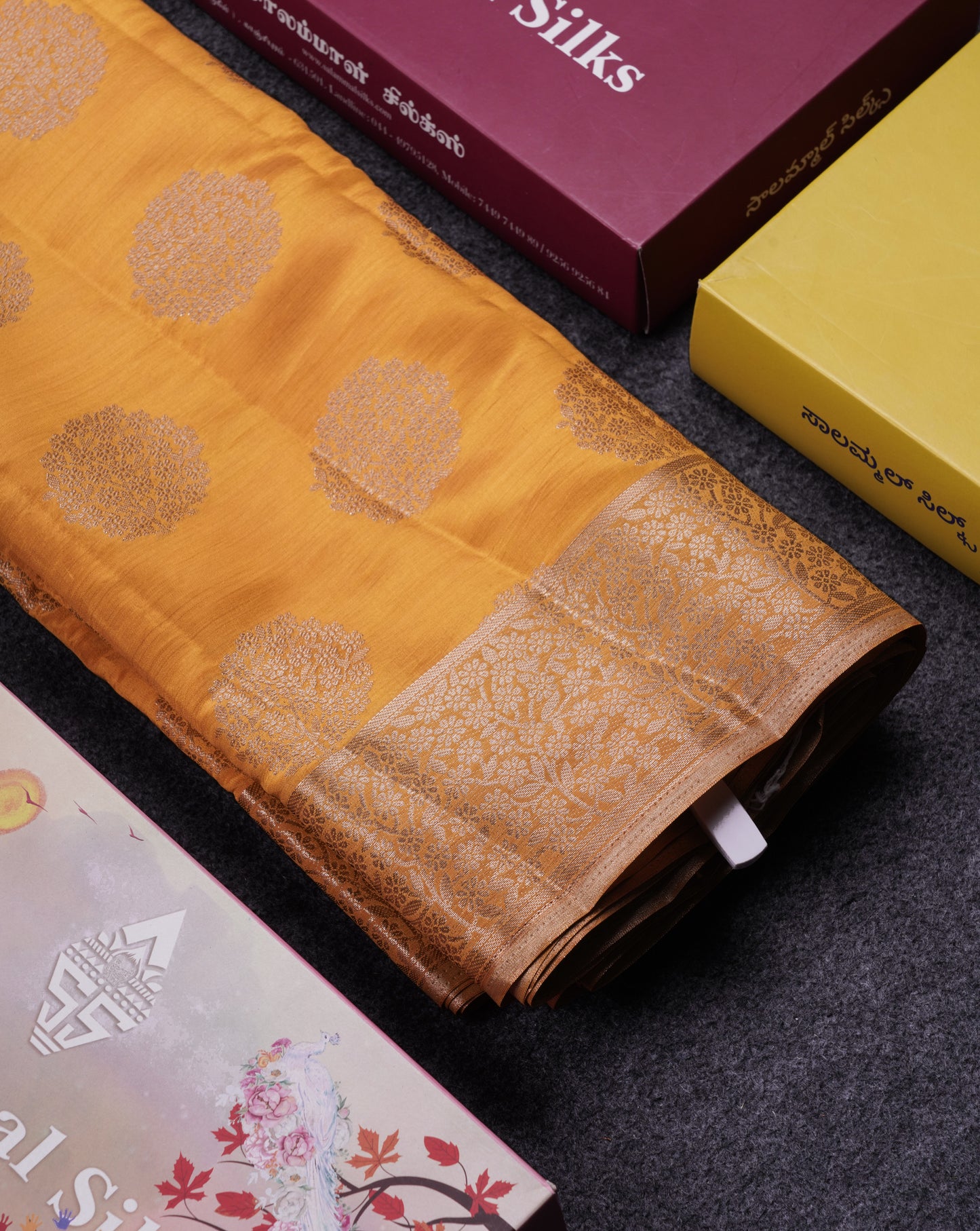 Beautiful Mustard Yellow Semi Raw Silk Saree With Fancy Border