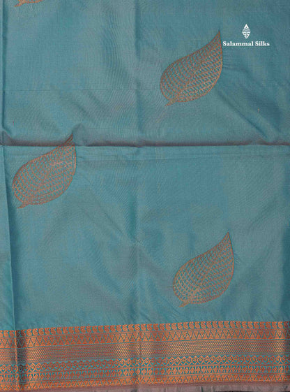 Beautiful Light Blue Semi Soft Silk Saree With Contrast Chocolate Blouse