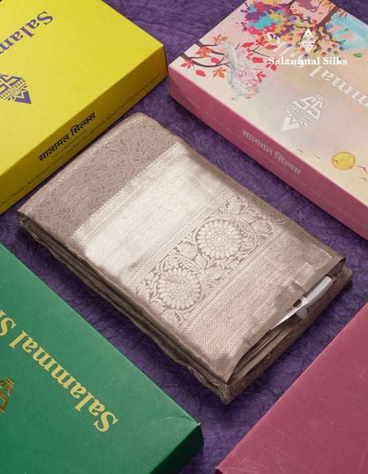 Beautiful Chocolate Bridal Pure Kanjivaram Silk Saree With Traditional Evening Morning Border