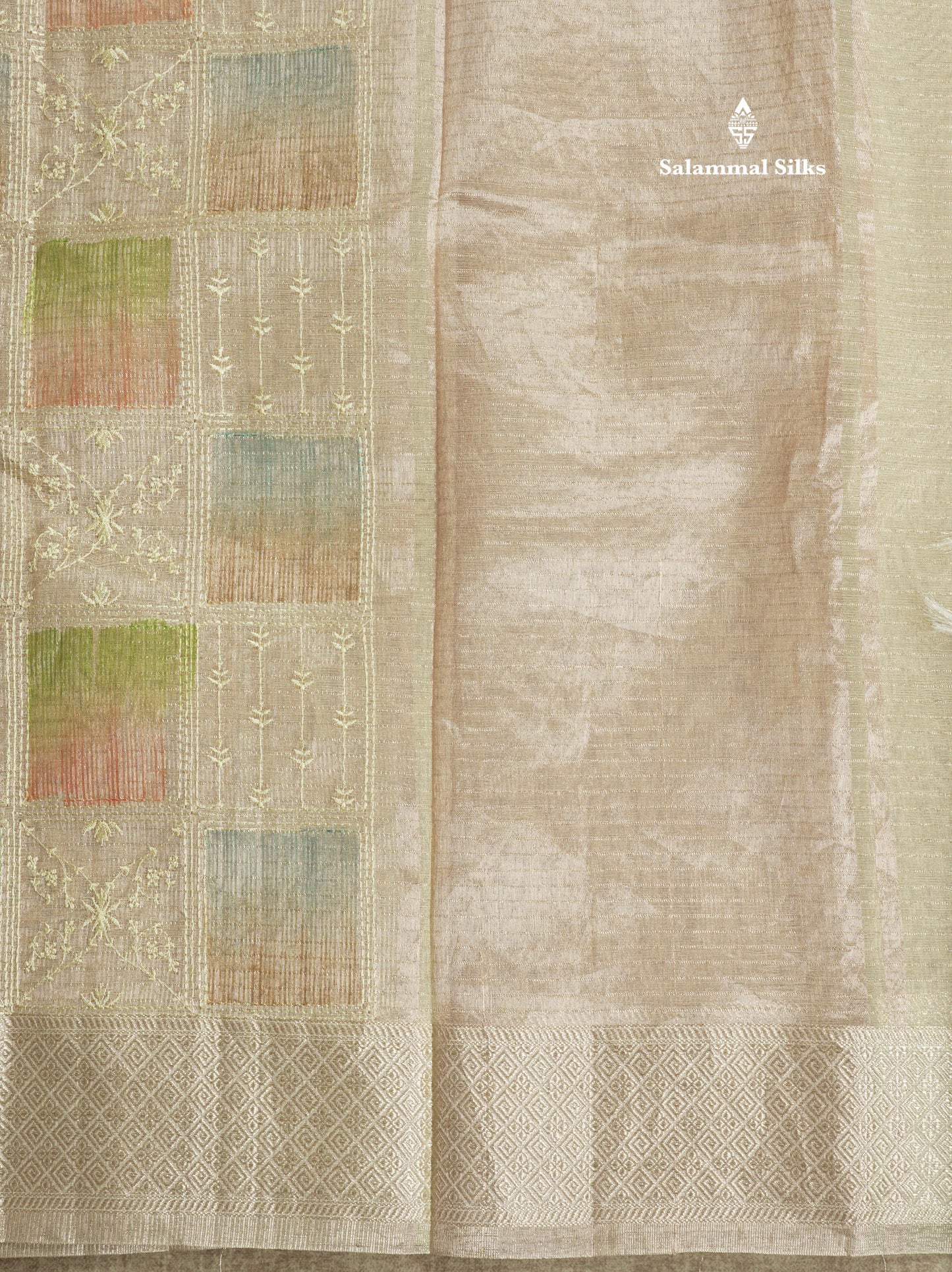 Baby Pink Fancy Tissue Kota Saree With Zari Lines Blouse