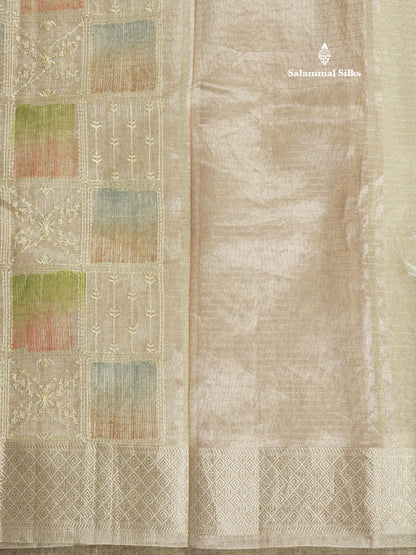 Baby Pink Fancy Tissue Kota Saree With Zari Lines Blouse