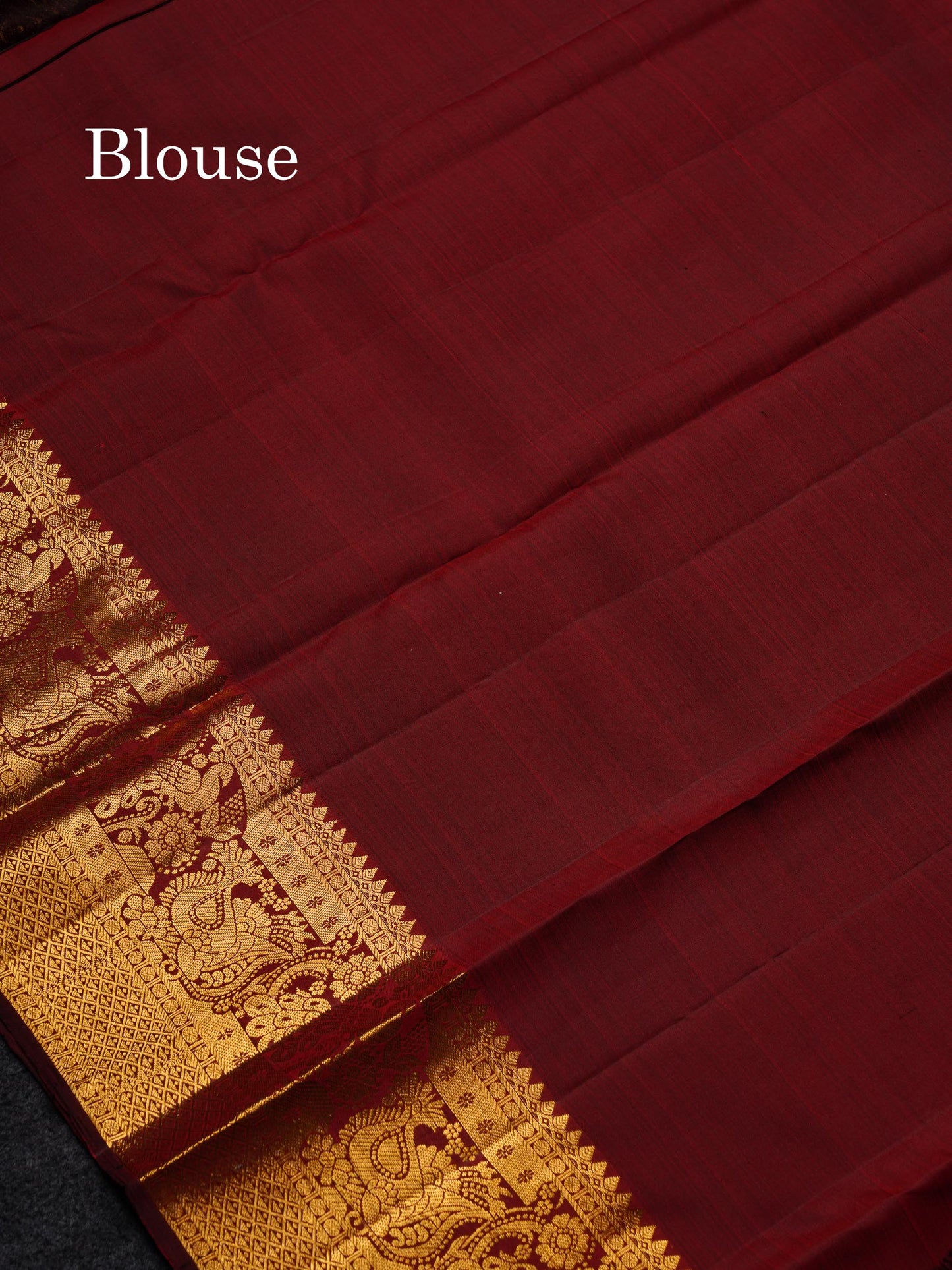 Beautiful Dark Maroon Pure Kanjivaram Silk Saree With Traditional Evening Morning Border