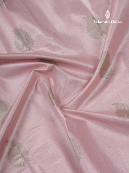 Baby Pink Tissue Semi Silk Saree With Contrast Saffire Green Border