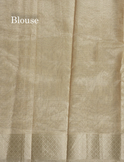 Baby Pink Fancy Tissue Kota Saree With Zari Lines Blouse
