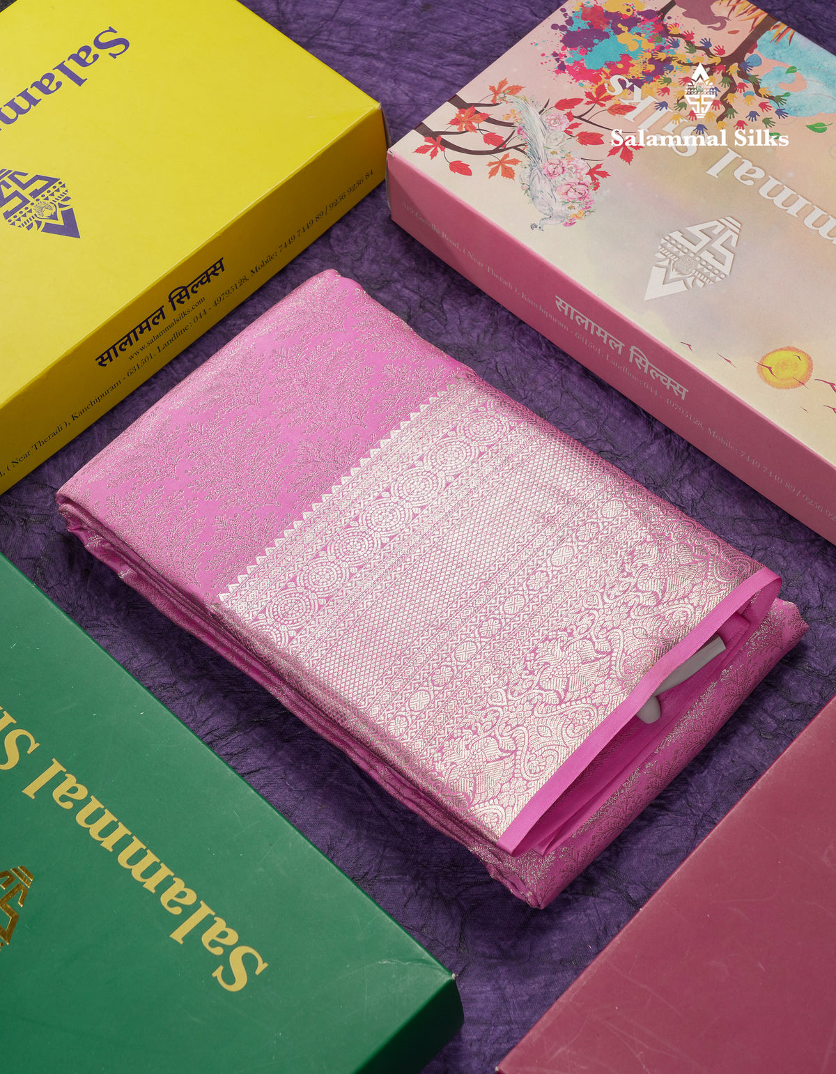Beautiful Light Pink Bridal Pure Kanjivaram Silk Saree With Traditional Evening Morning Border