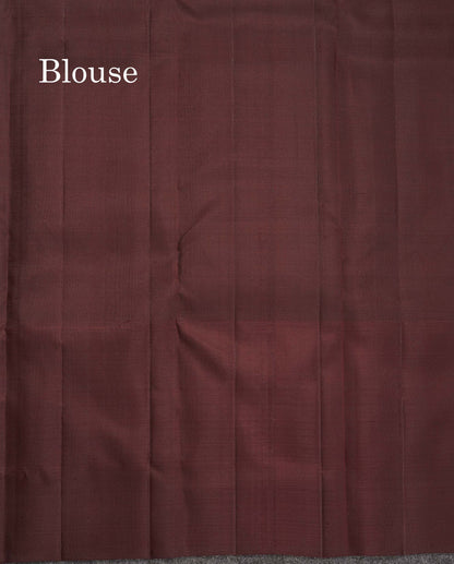 Pure Kanjivaram Silk Saree - Magenta Colour Body With Contrast Dark Brown Long Border