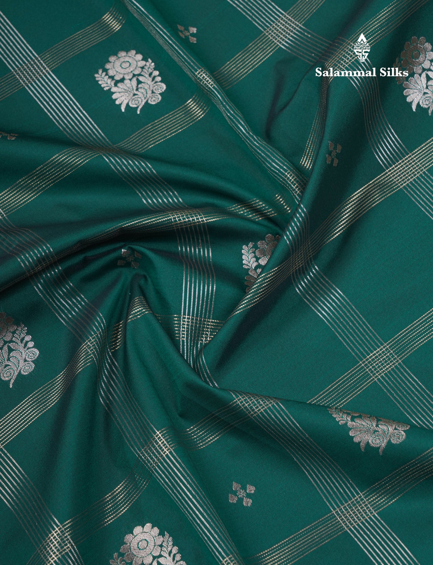 Bottle Green Semi Silk Saree With Contrast Cream Sandal Border